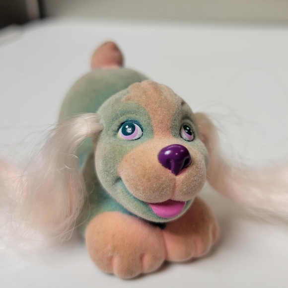 G1Funtime Spaniel mommy dog my little pony Lil Litters fuzzy aqua & pink 90s